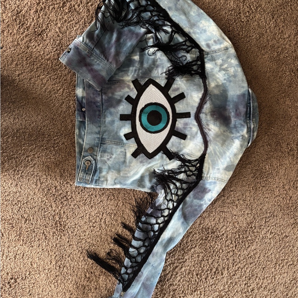 Unique Denim Jacket with Eye Design